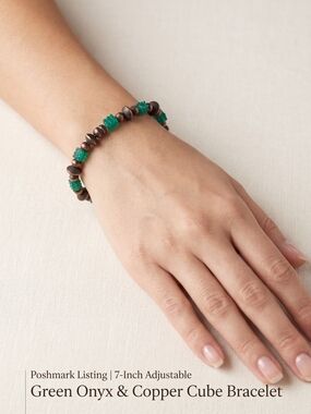 Green Onyx & Copper Beaded Bracelet